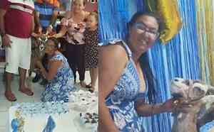 Mulher faz festa de aniversário para bode com bolo e churrasco na Paraíba